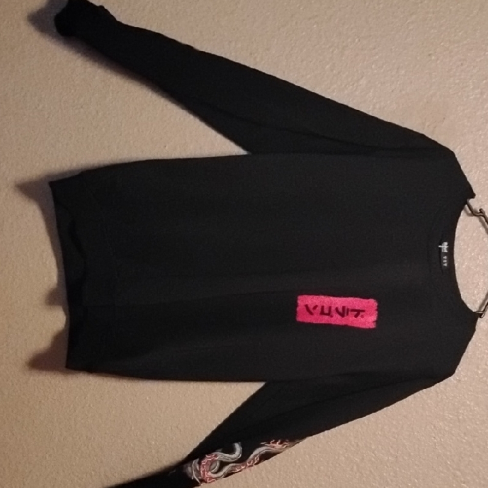 Romwe XL Black Long Sleeve Tee Time